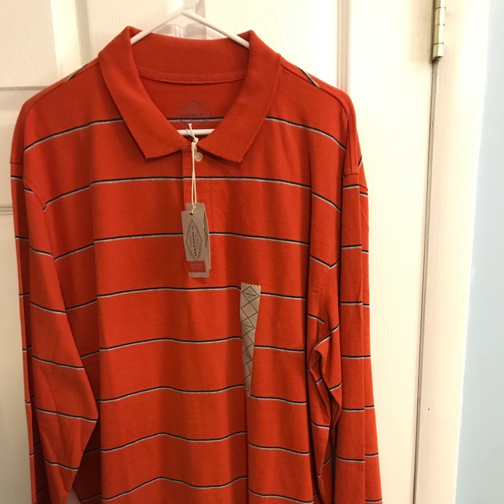 NWT St Johns Bay long sleeve polo shirt. Orange!